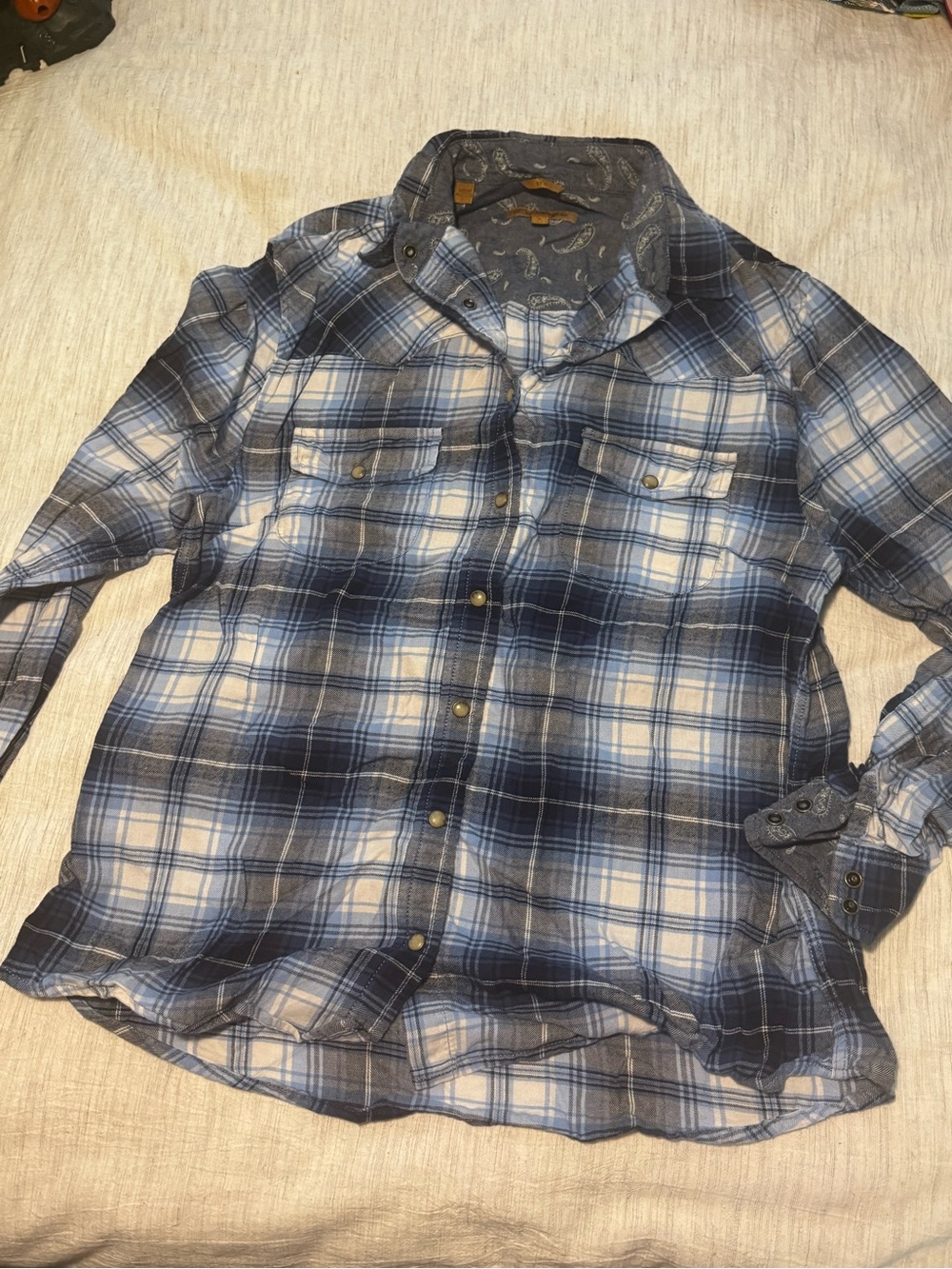 JACHS Girlfriend Navy Paisley Button-Up Shirt